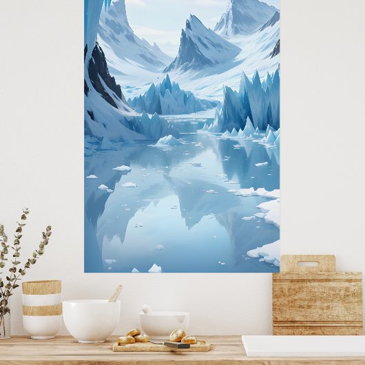 Frozen Mountain Lake Poster (Keuken)