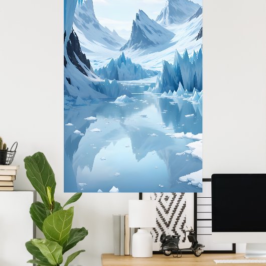 Frozen Mountain Lake Poster (Thuiskantoor)