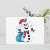 Frozen Olaf - Feestelijke Cartoon Sneeuwman met Ro Bedankkaart (Staand voorkant)