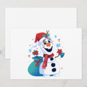 Frozen Olaf - Feestelijke Cartoon Sneeuwman met Ro Bedankkaart (Voorkant / Achterkant)