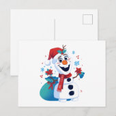 Frozen Olaf - Feestelijke Cartoon Sneeuwman met Ro Briefkaart (Voorkant / Achterkant)