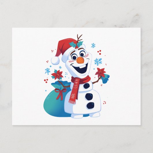 Frozen Olaf - Feestelijke Cartoon Sneeuwman met Ro Briefkaart (Voorkant)