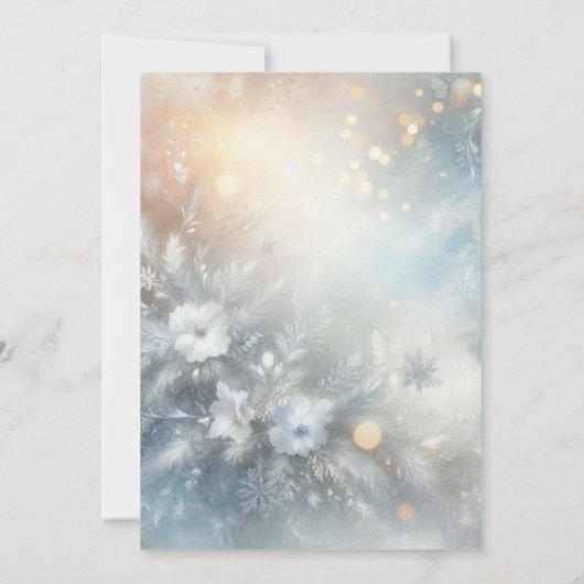 Frozen Petals in a Golden Winter Mist Baby Shower Kaart (Achterkant)