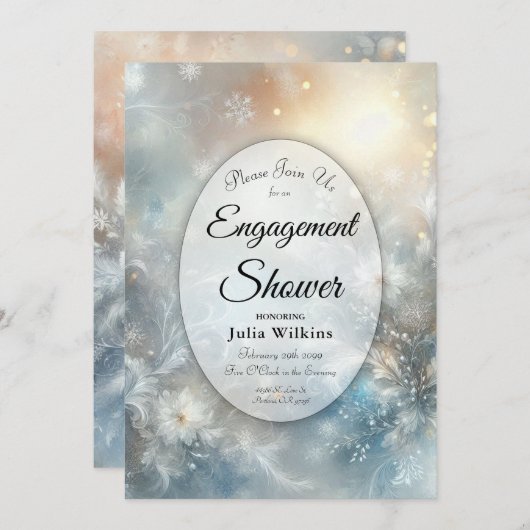 Frozen Petals in a Golden Winter Mist Engagement  Kaart (Voorkant / Achterkant)