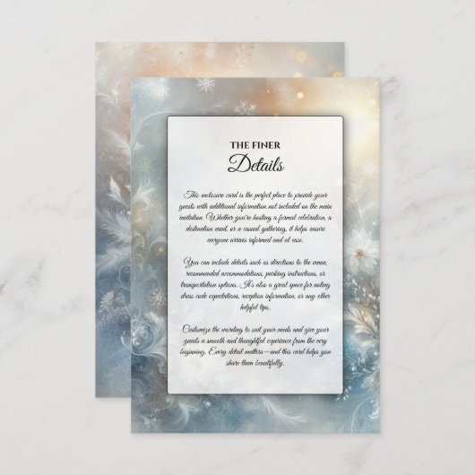 Frozen Petals in a Golden Winter Mist Wedding  Informatiekaartje (Voorkant / Achterkant)
