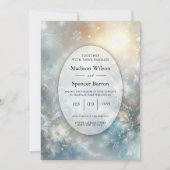 Frozen Petals in a Golden Winter Mist Wedding Kaart (Voorkant)