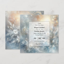 Frozen Petals in a Golden Winter Mist Wedding Kaart