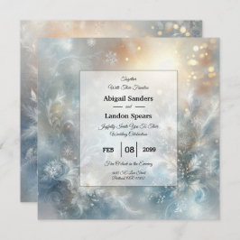 Frozen Petals in a Golden Winter Mist Wedding Kaart