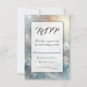 Frozen Petals in een Golden Winter Mist bruiloft RSVP Kaartje (Voorkant)