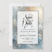 Frozen Petals in een Golden Winter Mist bruiloft Save The Date (Voorkant)