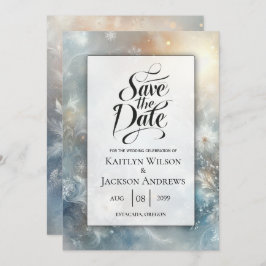 Frozen Petals in een Golden Winter Mist bruiloft Save The Date