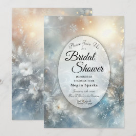 Frozen Petals in Golden Winter Mist Bridal Shower Kaart