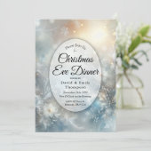 Frozen Petals in Winter Christmas Eve Dinner Kaart (Staand voorkant)