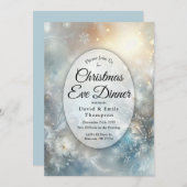 Frozen Petals in Winter Christmas Eve Dinner Kaart (Voorkant / Achterkant)