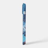 Frozen River Kerstbomen Lantaarns Gezellige Cabin iPhone 15 Case (Linkerkant)