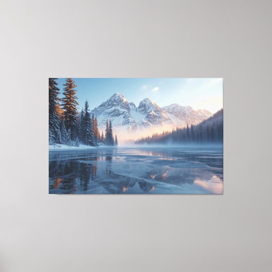 Frozen Serenity – Majestic Winter Lake Landscape Canvas Afdruk (Voorkant)