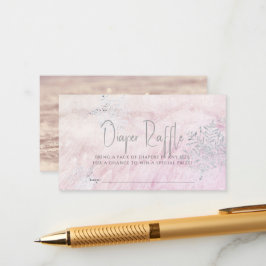 Frozen Silver Snowflake Pink Diaper Raffle Ticket Informatiekaartje