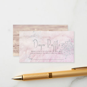 Frozen Silver Snowflake Pink Diaper Raffle Ticket Informatiekaartje