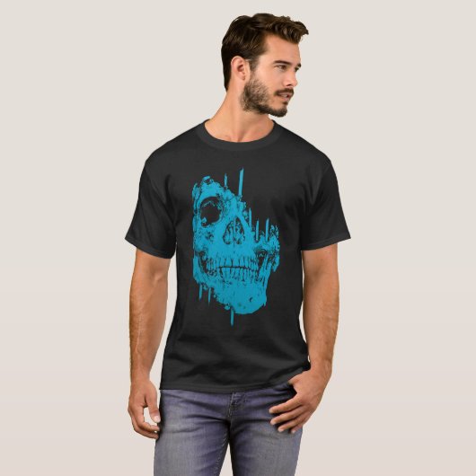 Frozen Skull beroemd gemaakt door Eerie Blue Decay T-shirt (Voorkant volledig)