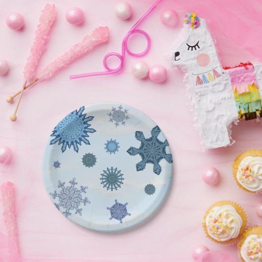 Frozen Sneeuwvlok Winter Sneeuwval Papier Borden Papieren Bordje (Feest)