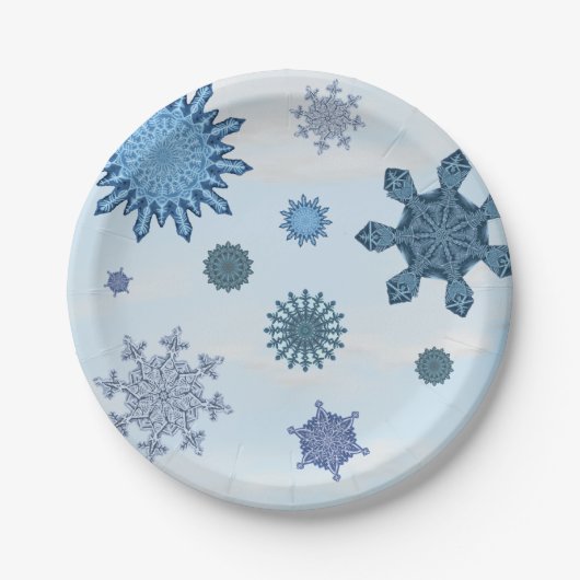 Frozen Sneeuwvlok Winter Sneeuwval Papier Borden Papieren Bordje (Voorkant)