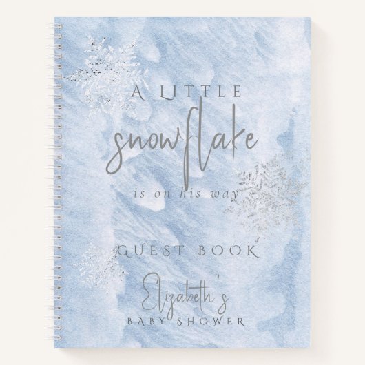 Frozen Snowflake Blue Baby Shower Guest Book Notitieboek (Voorkant)