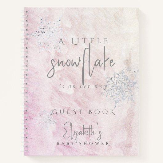 Frozen Snowflake Pink Baby Shower Guest Book Notitieboek (Voorkant)