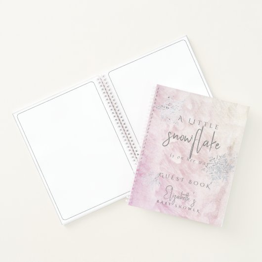 Frozen Snowflake Pink Baby Shower Guest Book Notitieboek (Binnen)