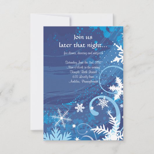 FROZEN SNOWFLAKES Bar Bat Mitzvah Party Card Kaart (Voorkant)