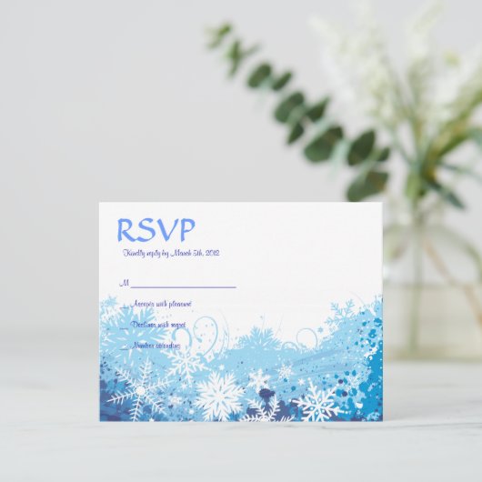 FROZEN SNOWFLAKES Bar Bat Mitzvah Reply Card RSVP Kaartje (Staand voorkant)
