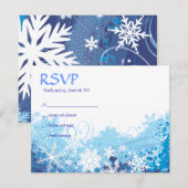 FROZEN SNOWFLAKES Bar Bat Mitzvah Reply Card RSVP Kaartje (Voorkant / Achterkant)