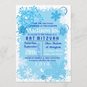 FROZEN SNOWFLAKES Bar Bat Mitzvah Uitnodiging