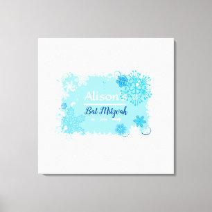 FROZEN SNOWFLAKES Bat Mitzvah Sign-In Memory Board Canvas Afdruk