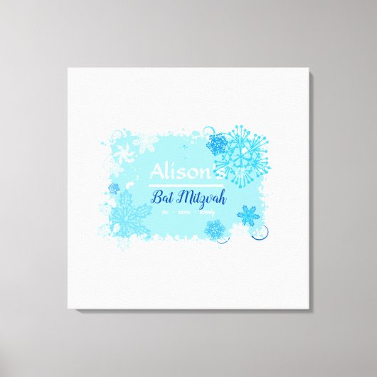 FROZEN SNOWFLAKES Bat Mitzvah Sign-In Memory Board Canvas Afdruk (Voorkant)