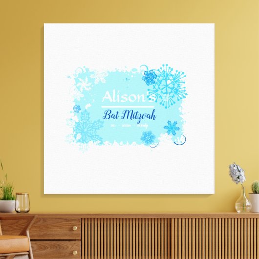 FROZEN SNOWFLAKES Bat Mitzvah Sign-In Memory Board Canvas Afdruk (Insitu (Woonkamer))