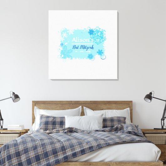 FROZEN SNOWFLAKES Bat Mitzvah Sign-In Memory Board Canvas Afdruk (Insitu (Slaapkamer))