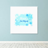 FROZEN SNOWFLAKES Bat Mitzvah Sign-In Memory Board Canvas Afdruk (Insitu (Houten vloer))