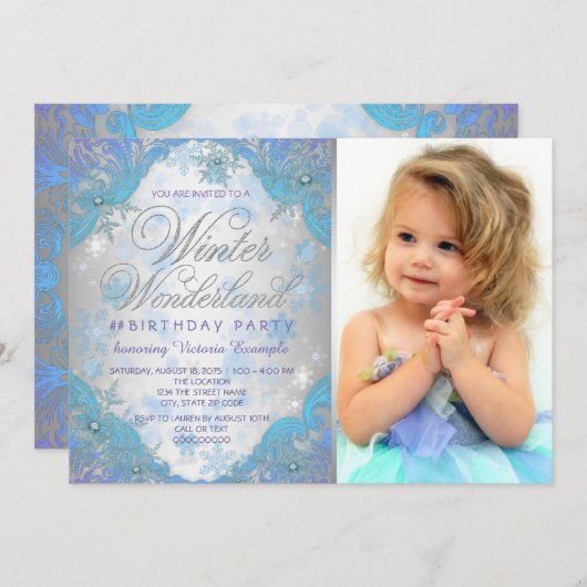Frozen Snowflakes Winter Wonderland Verjaardagsfee Kaart (Voorkant / Achterkant)