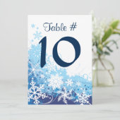 FROZEN SNOWFLAKS Bar Bat Mitzvah Table Number Kaart (Staand voorkant)