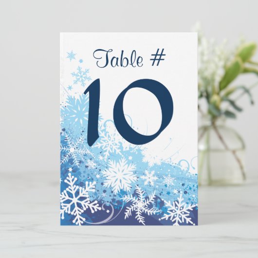 FROZEN SNOWFLAKS Bar Bat Mitzvah Table Number Kaart (Staand voorkant)