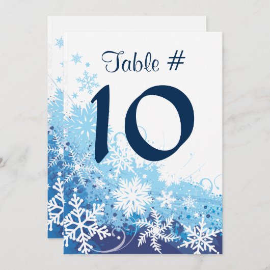 FROZEN SNOWFLAKS Bar Bat Mitzvah Table Number Kaart (Voorkant / Achterkant)