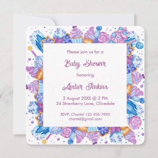 Frozen Treats Pink Baby Sprinkle Invitation Feestdagenkaart (Voorkant)