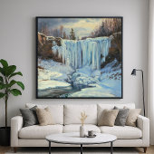 Frozen Waterfall - Impressionisme Stijl Natuur Art Poster