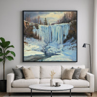 Frozen Waterfall - Impressionisme Stijl Natuur Art