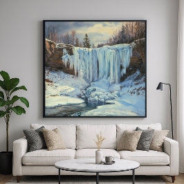 Frozen Waterfall - Impressionisme Stijl Natuur Art Poster