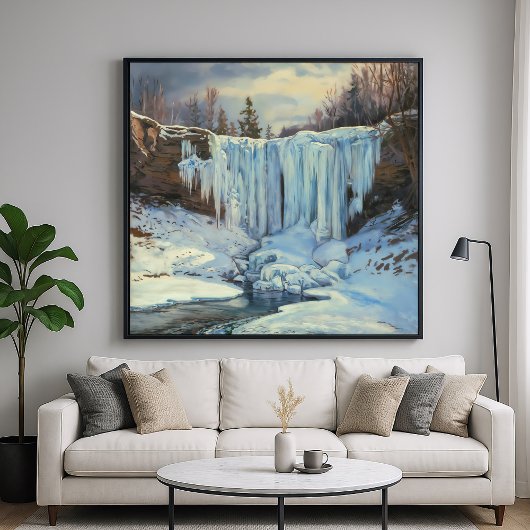 Frozen Waterfall - Impressionisme Stijl Natuur Art Poster