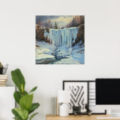 Frozen Waterfall - Impressionisme Stijl Natuur Art Poster (Thuiskantoor)