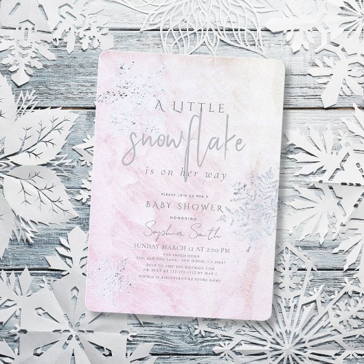 Frozen Winter Silver Sneeuwvlok Meisje Baby shower Kaart