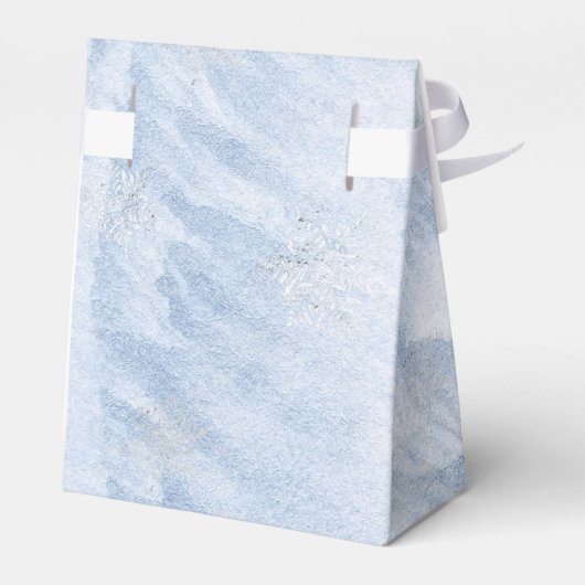 Frozen Winter Silver Snowflake Blue Baby shower Bedankdoosjes (Achterkant)