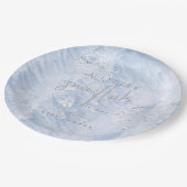 Frozen Winter Silver Snowflake Blue Baby shower Papieren Bordje (Gekanteld)